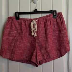 Red linen shorts